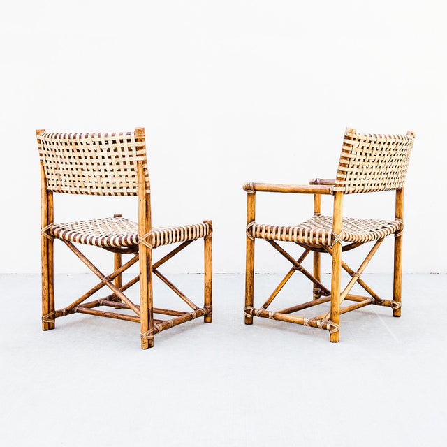 Vintage McGuire Antalya Dining Chairs in Bamboo & Laced Rawhide For Sale - Image 13 of 18