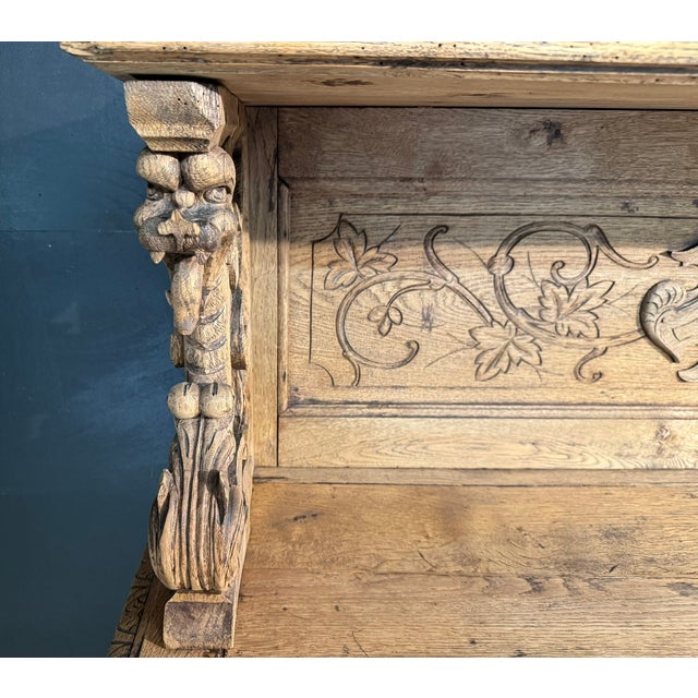 19th Century French Carved Oak Buffet, 1860 For Sale - Image 13 of 17