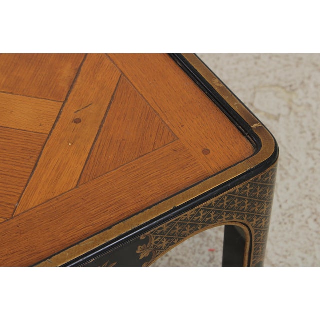 Paint Baker Chinoiserie Black and Gold Parquet Chinese Style Coffee Table For Sale - Image 7 of 16