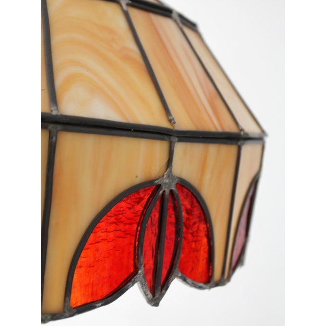 Vintage Tiffany Style Stained Glass Hanging Pendant Light For Sale - Image 18 of 18