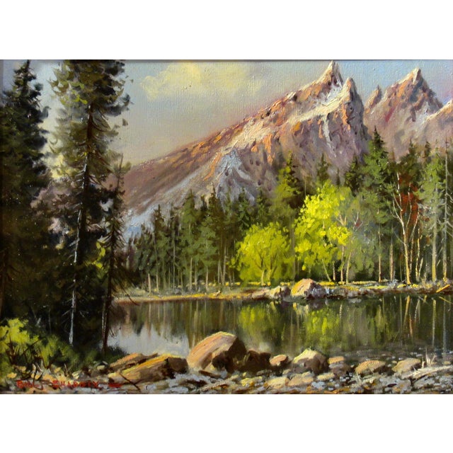 This artwork "Landscape" c.1980, is an oil painting on canvas by noted California artist Bill Shaddix, b.1930. It is...