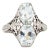Vintage Art Deco Double Aquamarine Ring Filigree 14k Gold Elongated Hexagon size 5.75 For Sale