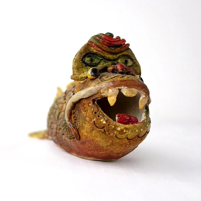 Mid-Century Modern Art Ceramic Monster Fish by Tjen Tjauw-Soe, 1973 For Sale - Image 3 of 10
