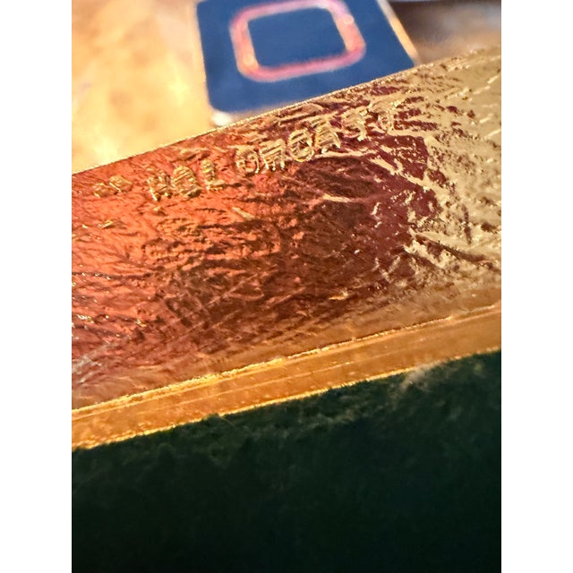 1970s 1970s Gold Suede and Enamel Coaster Set of Six For Sale - Image 5 of 6