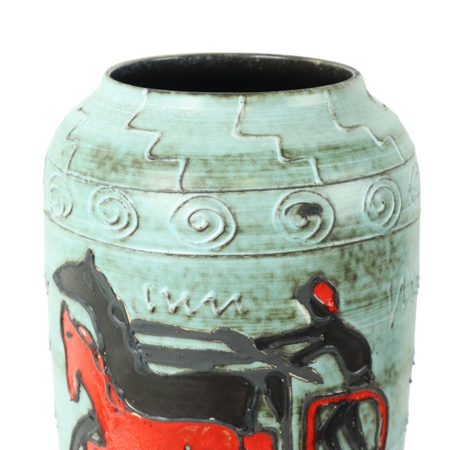 1970s Vintage Vase with Horse and Chariot from Scheurich, 1960s For Sale - Image 5 of 11