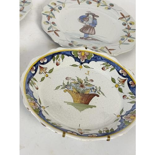 Blue Antique Pottery Plates, France, 1900s, Set of 4 For Sale - Image 8 of 18