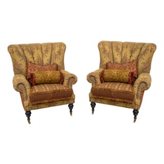 Pair of Ej Victor Carol Bolton Chanel Back Club Chairs For Sale
