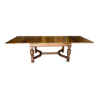 1930s Solid Hickory/Pecan Draw Leaf Table - Expanded Table Top For Sale