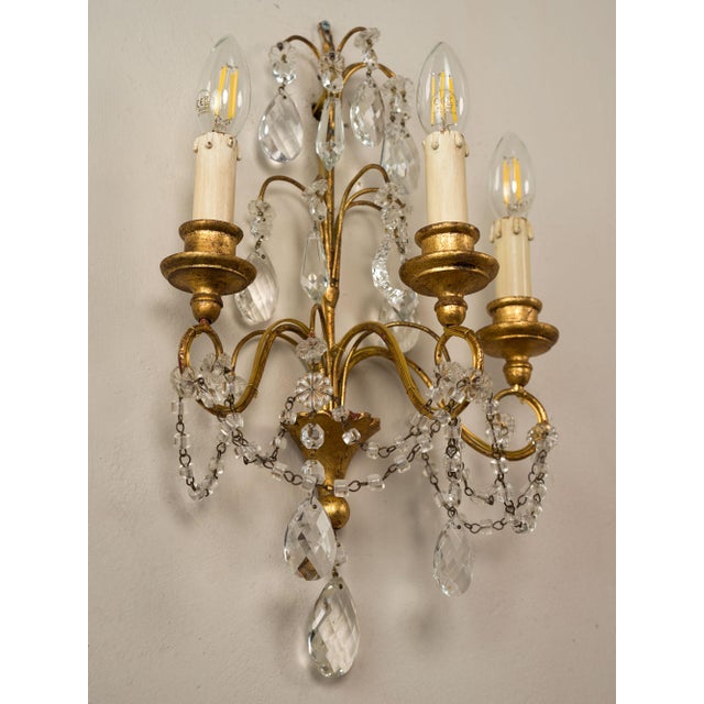 French-Style Wall Lamps with Cut Crystals, 1930s, Set of 2 For Sale - Image 9 of 14