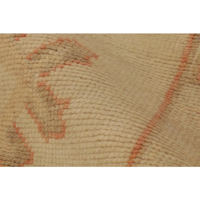 Beige Vintage Turkish Oushak Rug in an All Over Beige, Orange, Green Floral Pattern For Sale - Image 8 of 9