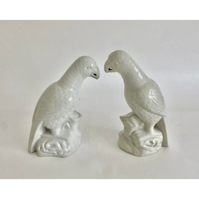 Vintage Blanc De Chine Porcelain Parrots - A Pair For Sale - Image 4 of 7