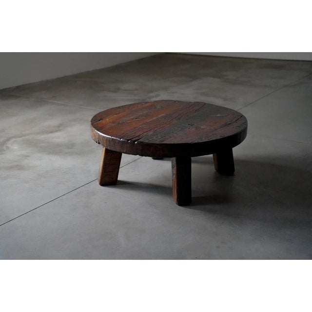 Rustic Round Dark Oak Coffee Table, Netherlands, 1960s For Sale - Image 11 of 11