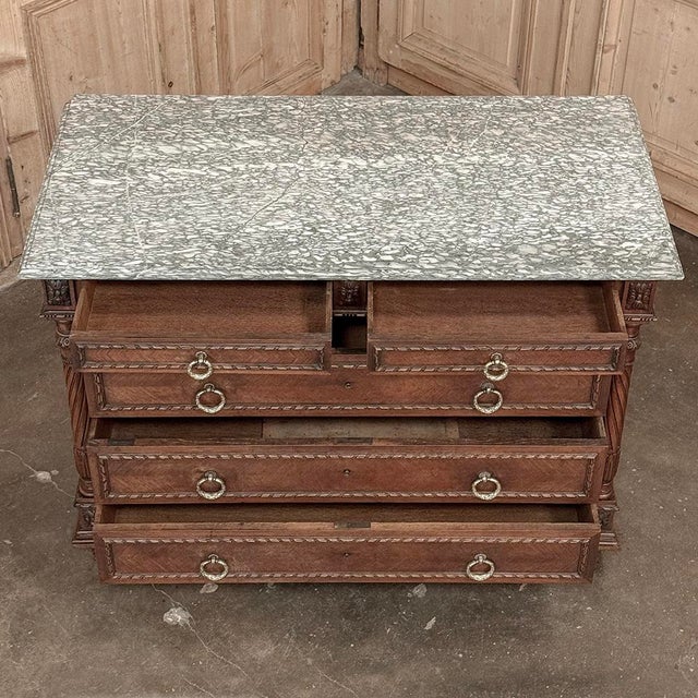 19th Century French Louis XVI Walnut Marble Top Commode For Sale - Image 12 of 16