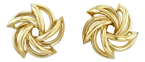 Spiral Twist Solid Gold Studs 14k Yellow Gold, 2 Pieces