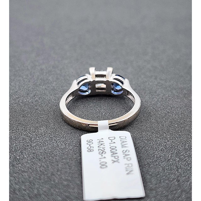 Metal 2.00 Ct Natural Diamond & Sapphire Ring Size 7 For Sale - Image 7 of 9