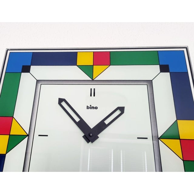 1980s Large Glass Wall Clock by Bino, 1980s For Sale - Image 5 of 12