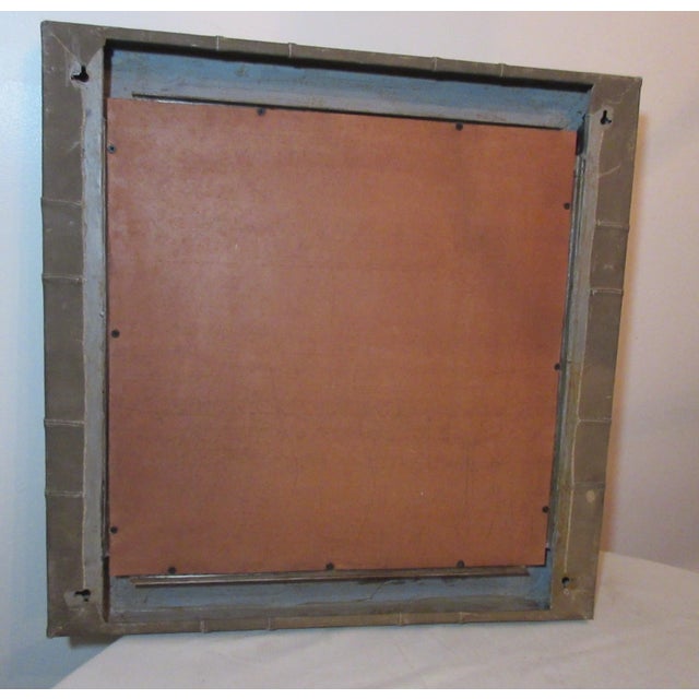 Share Vintage Handmade Repurposed Military Army Navy Canvas Square Green Wall Mirror For Sale - Image 12 of 12