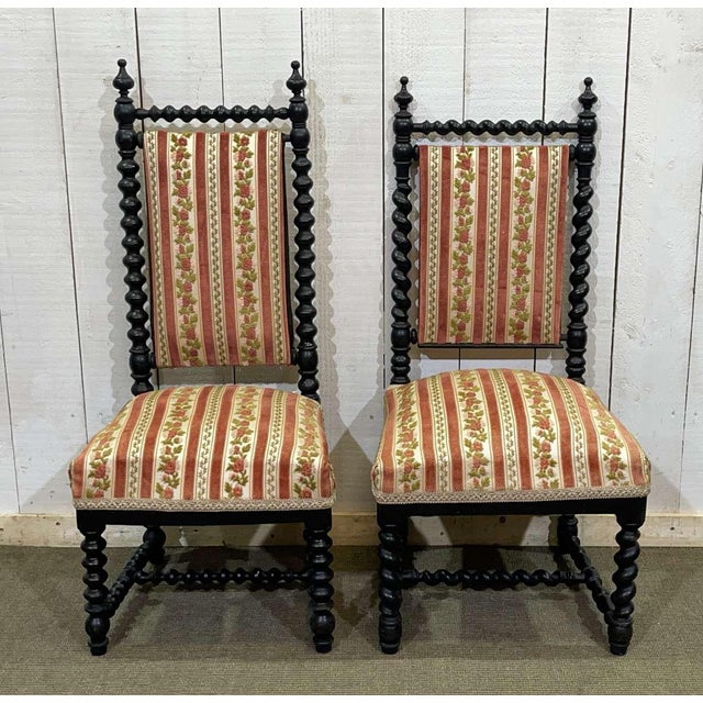 Black Napoleon III Chairs in Turned and Blackened Wood, Late 19th Century, Set of 2 For Sale - Image 8 of 8