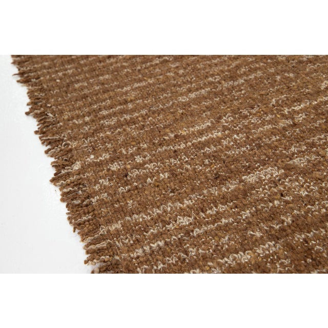 Modern Flaweave Wool Rug With Striped Design in Brown For Sale - Image 10 of 11