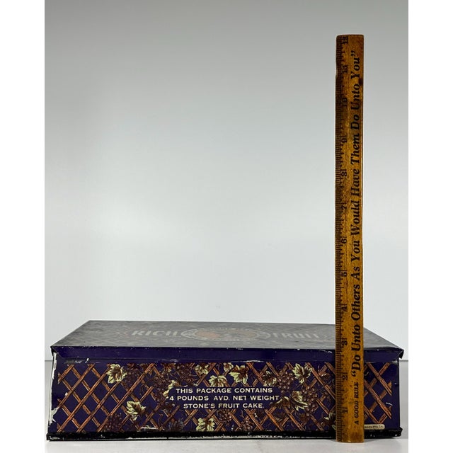 Vintage Fruit Cake Tin, F. O. Stone Baking Co. Advertisement For Sale - Image 9 of 10