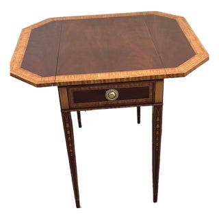 1990s Councill Craftsmen Banded Drop Side Pembroke Table For Sale