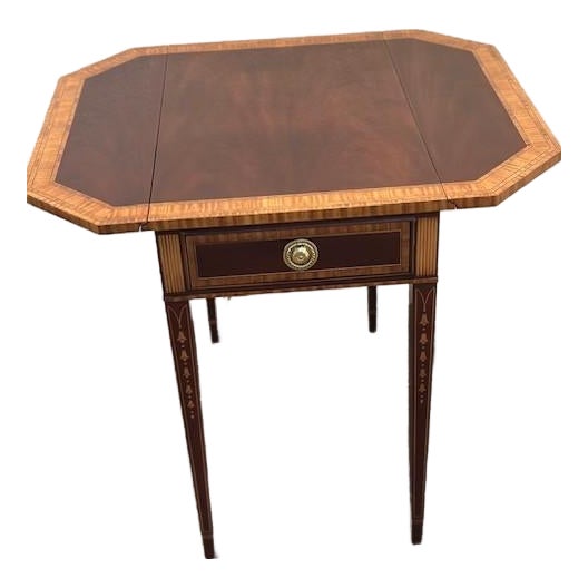 1990s Councill Craftsmen Banded Drop Side Pembroke Table For Sale