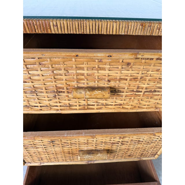 1970's Vintage Boho Coastal Wrapped Rattan Writing Desk For Sale - Image 14 of 18