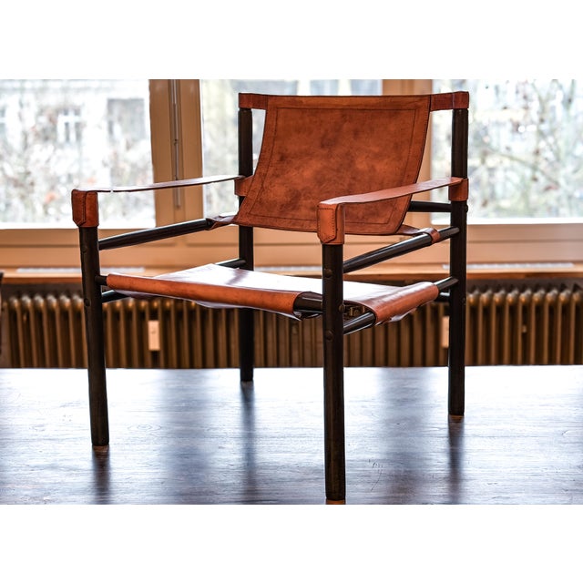 1960s Vintage Leather Safari Chairs by Abel Gonzalez, 1960s, Set of 2 For Sale - Image 5 of 18