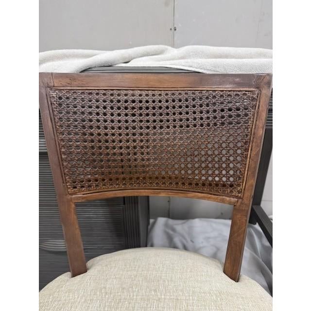 Wood Vintage Mid-Century Modern Expandable Dining Set With Cane Back Chairs For Sale - Image 7 of 10