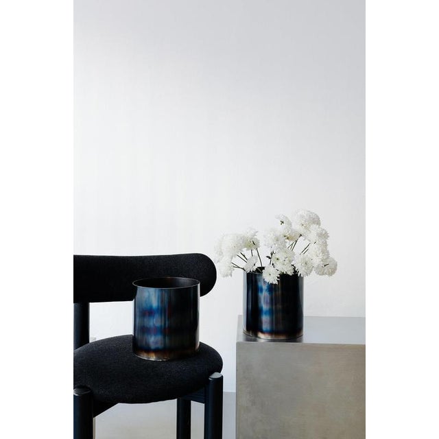 Loto Medium Planter in Burned Steel by Form & Eisen For Sale - Image 6 of 15