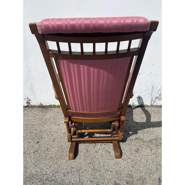 Pink Early 20th Century Antique Traditional Spindle Wood Rocking Chair For Sale - Image 8 of 10