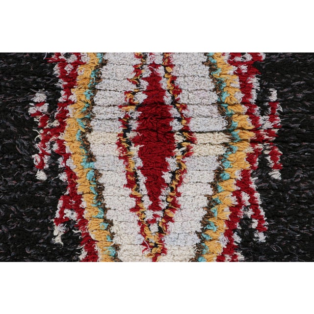 Tribal Vintage Moroccan Runner Rug in Black With Colorful Medallions - Rug & Kilim For Sale - Image 3 of 7