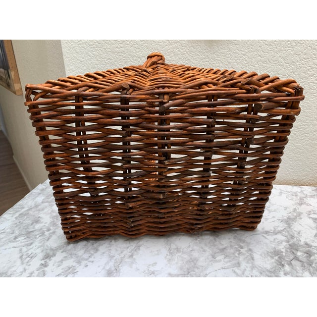 Vintage Natural Wood Decor & Storage Basket Tray For Sale - Image 4 of 8