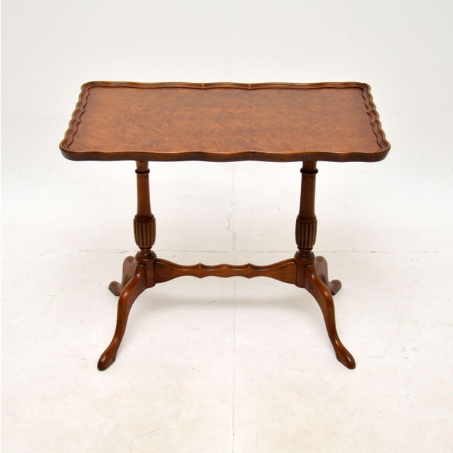 A lovely antique burr walnut pie crust coffee / side table. This was made in England, it dates from around the 1930-50’s....