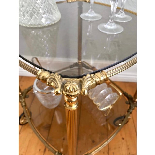 Vintage Art Deco Italian Brass Serving Cart For Sale - Image 3 of 8