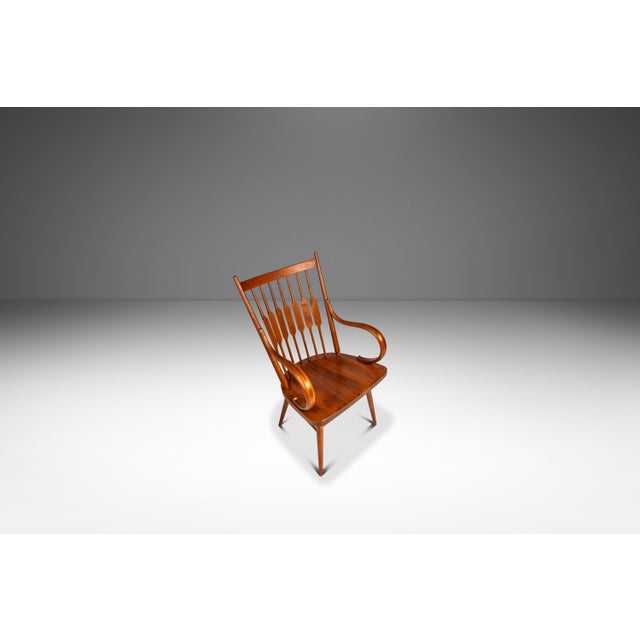 Kipp Stewart Set of Two (2) Mid-Century Modern Windsor Centennial Chairs in Solid Walnut Attributed to Kipp Stewart for Drexel, Usa, C. 1960's For Sale - Image 4 of 18