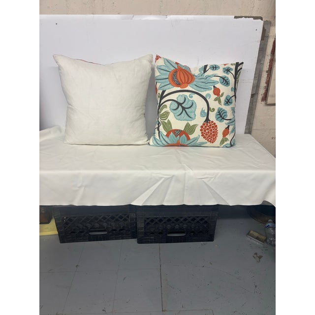 floral linen pillows with a white back linen fabric 10/90 goose down/feather inserts