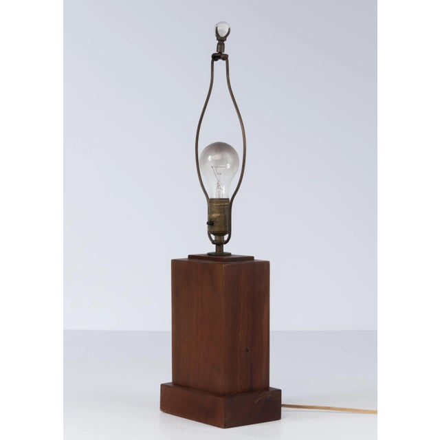 Wood Handmade Primitive Moderne Folk Art Skyscraper Lamp Walnut Mid Century For Sale - Image 7 of 13