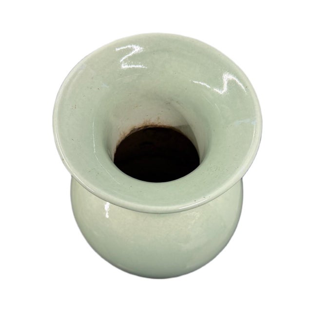 Chinoiserie Vintage Chinoiserie Monochrome Celadon Ceramic Baluster Vases - Pair For Sale - Image 3 of 7