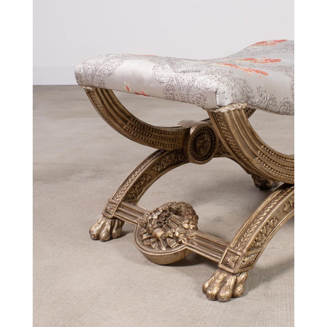 Pair of Italian Neoclassical Style Silvered Curule Bench Seats For Sale - Image 9 of 18