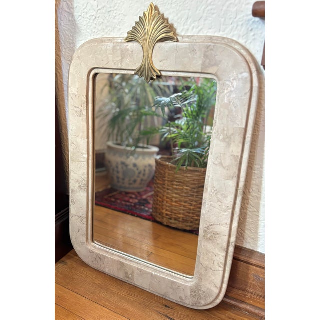 Vintage Tessellated Stone Mirror With Gold Accent For Sale - Image 9 of 10