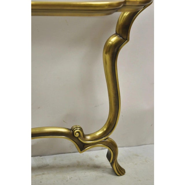 Hollywood Regency Vintage Italian Hollywood Regency Brass Base Glass Top Console Sofa Hall Table For Sale - Image 3 of 12