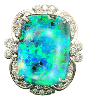 8.63 Carat Australian Boulder Opal Diamond Platinum Ring, Size 7