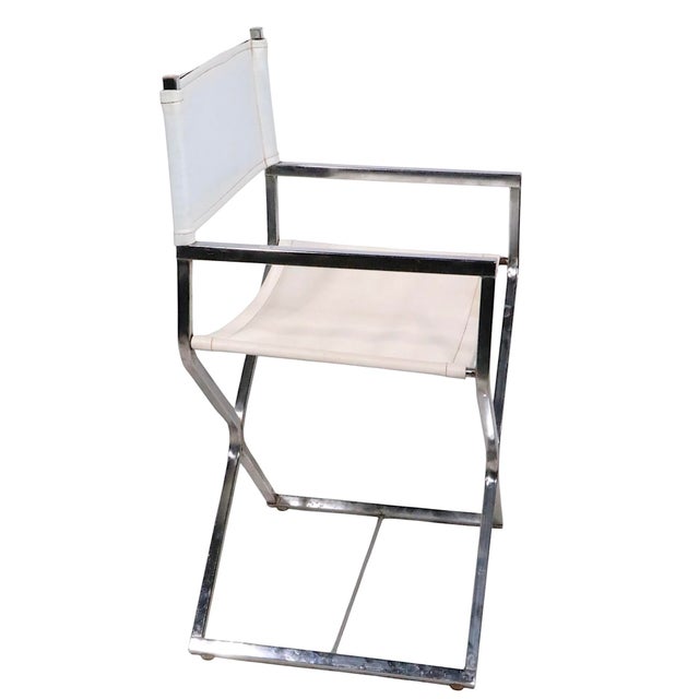 Mid 20th Century Hollywood Regency Chrome and Vinyl Directors Chairs In For Sale - Image 9 of 18