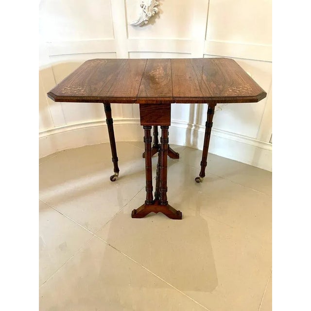 Antique Edwardian Inlaid Rosewood Sutherland Table For Sale - Image 5 of 13