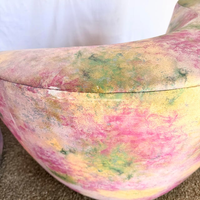 Pink Postmodern Pink Multi Colored Nautilus Swivel Lounge Chairs by Directional - A Pair For Sale - Image 8 of 12