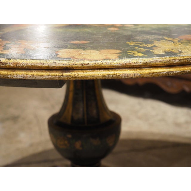 French French Polychrome Painted and Ebonized 19th Century Napoleon III Pedestal Table For Sale - Image 3 of 18