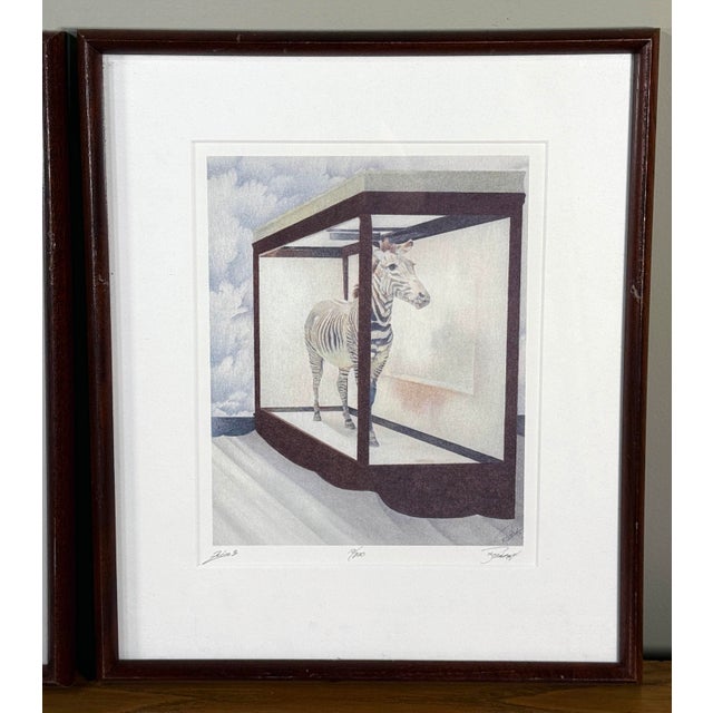 Framed Limited Edition Surrealist Zebra Prints Signed “Rocha ’84” - Edition 10/200 - Set of 3 For Sale - Image 4 of 12