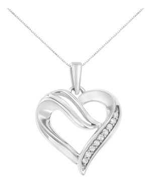 .925 Sterling Silver 1/10 Cttw Diamond Open Heart 18" Pendant Necklace (I-J Color, I2-I3 Clarity)
