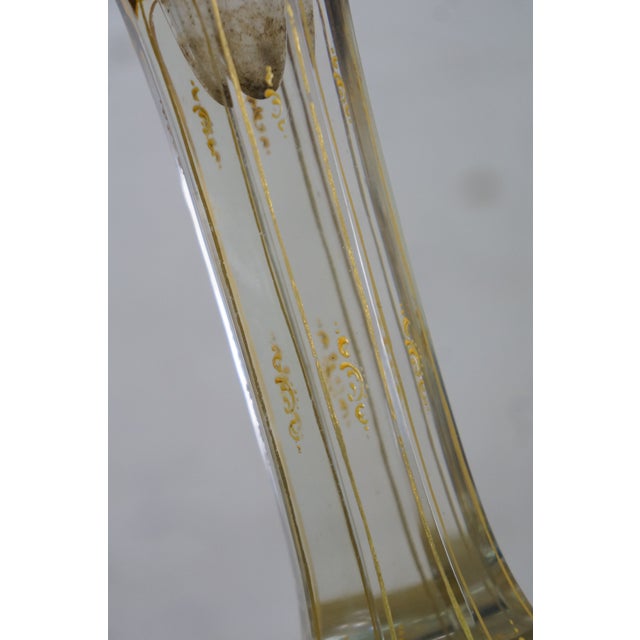 Amber Antique Moser Bohemian Czech Amber Cut to Clear Crystal Trumpet Vase 14" For Sale - Image 8 of 14